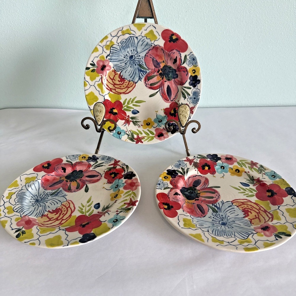 Anthropologie Estudio Flores Sissinghurst Castle 8" Salad/Dessert Plates set 3